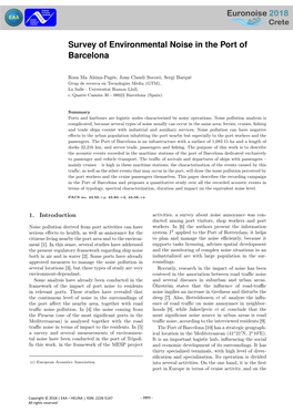 Survey of Environmental Noise in the Port of Barcelona