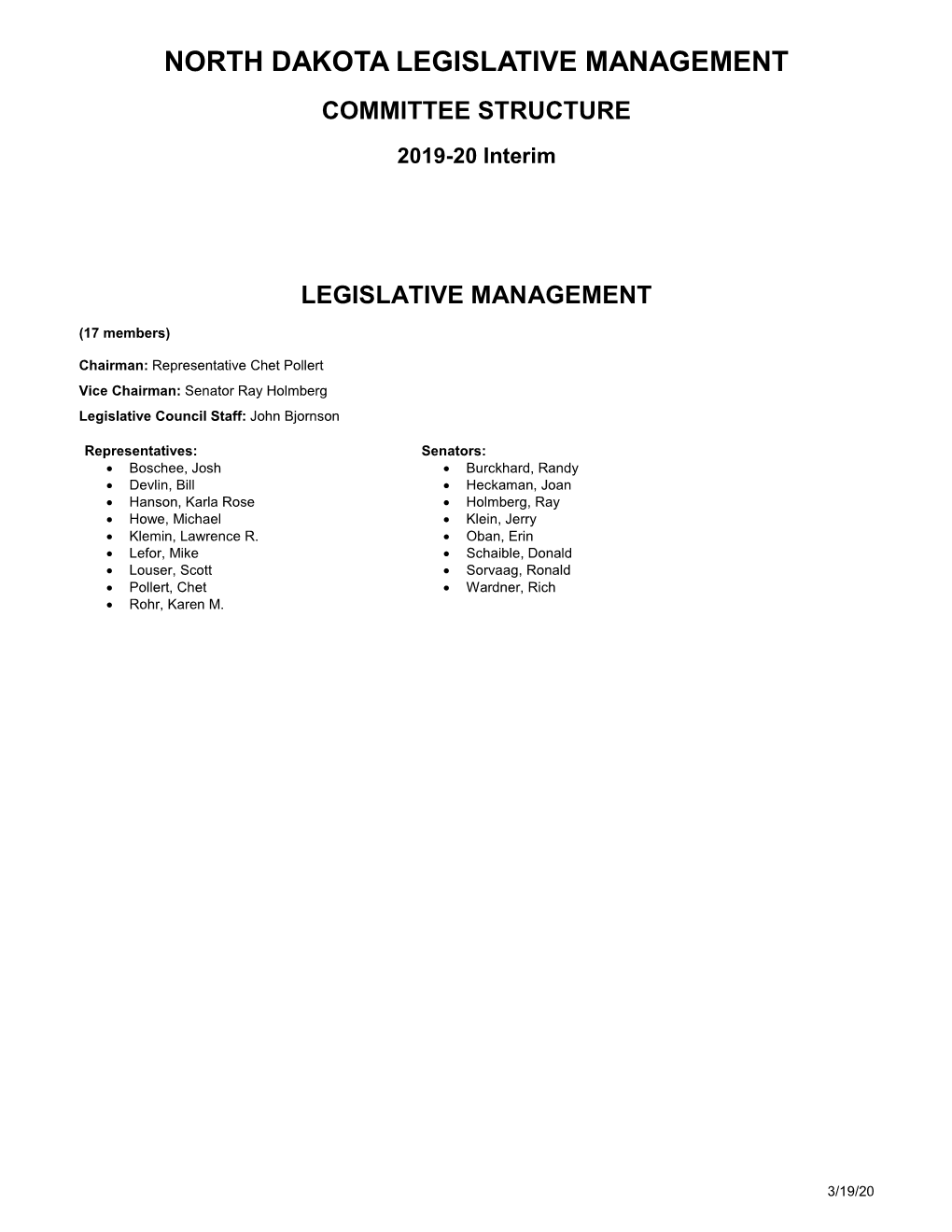 COMMITTEE STRUCTURE 2019-20 Interim