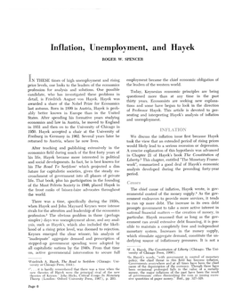 Inflation, Unemployment, and Hayek
