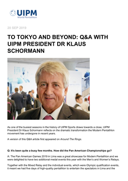 Q&A with Uipm President Dr Klaus Schormann