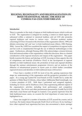 The Role of Comhaltas Ceoltóirí Éireann