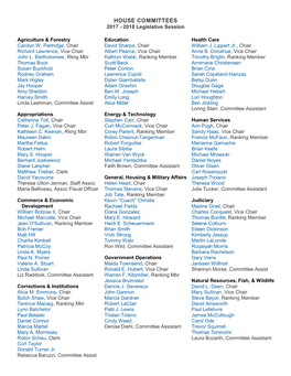 HOUSE COMMITTEES 2017 - 2018 Legislative Session