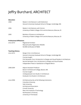 Jeffry Burchard, ARCHITECT