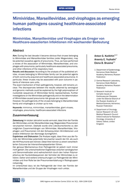 Mimiviridae,Marseilleviridae,Andvirophagesasemerging Human Pathogens Causing Healthcare-Associated Infections