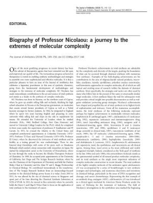 Biography of Professor Nicolaou: a Journey to the Extremes of Molecular Complexity
