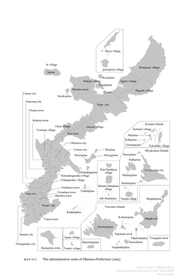 Map 12.1 the Administrative Units of Okinawa Prefecture (2019)