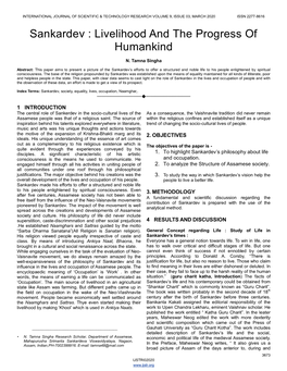 Sankardev : Livelihood and the Progress of Humankind