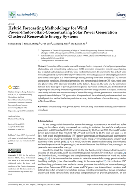 Hybrid Forecasting Methodology for Wind Power-Photovoltaic-Concentrating Solar Power Generation Clustered Renewable Energy Systems