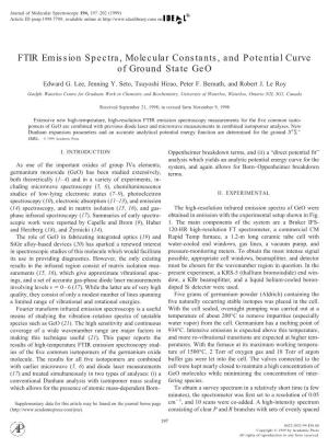 FTIR Emission Spectra, Molecular Constants, and Potential Curve of Ground State Geo