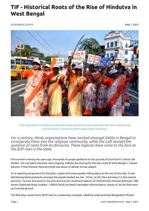 TIF - Historical Roots of the Rise of Hindutva in West Bengal