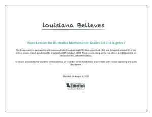 Video Lessons for Illustrative Mathematics: Grades 6-8 and Algebra I
