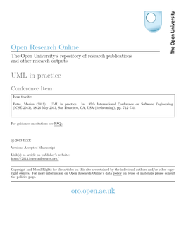 Open Research Online UML in Practice Oro.Open.Ac.Uk