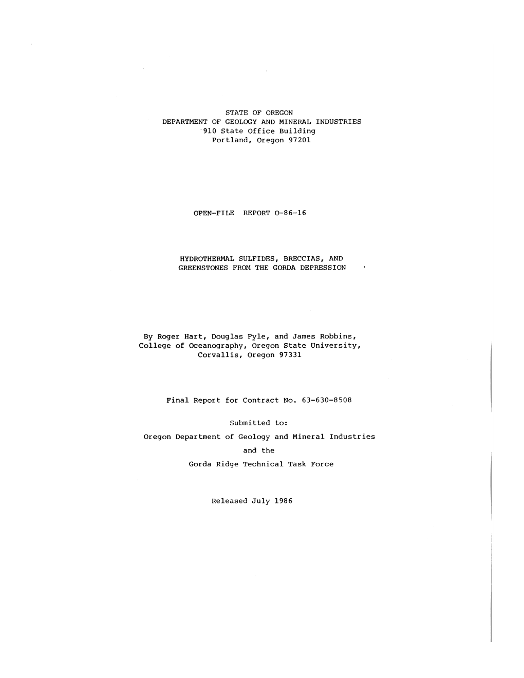 DOGAMI Open-File Report O-86-16, Hydrothermal Sulfides, Breccias