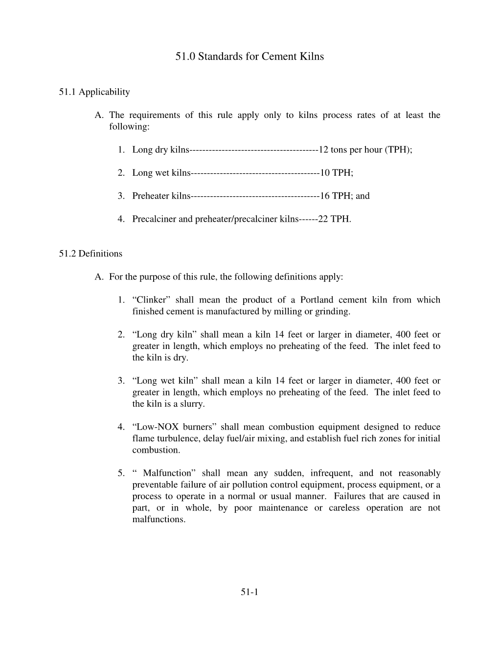 51.0 Standards for Cement Kilns