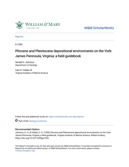 Pliocene and Pleistocene Depositional Environments on the York-James