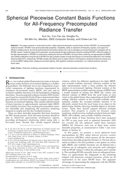 Spherical Piecewise Constant Basis Functions for All-Frequency Precomputed Radiance Transfer