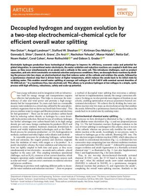Decoupled Hydrogen and Oxygen Evolution by a Two-Step Electrochemical–Chemical Cycle for Efficient Overall Water Splitting