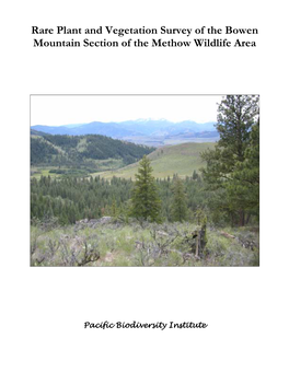 Rare Plant and Vegetation Survey of the Bowen Mountain Section of the Methow Wildlife Area