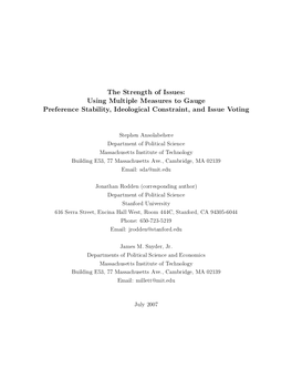 The Strength of Issues: Using Multiple Measures to Gauge Preference Stability, Ideological Constraint, and Issue Voting