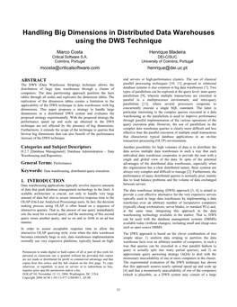 Handling Big Dimensions in Distributed Data Warehouses Using the DWS Technique