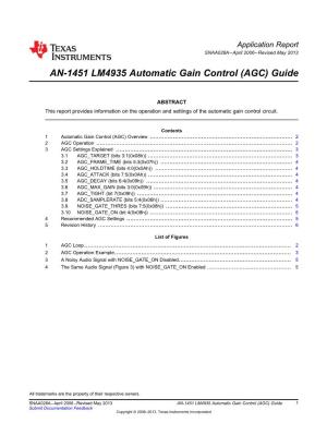 AN-1451 LM4935 Automatic Gain Control (AGC) Guide