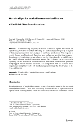 Wavelet Ridges for Musical Instrument Classification