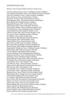 SUPPLEMENTARY DATA Members of the Swedish Childhood Diabetes