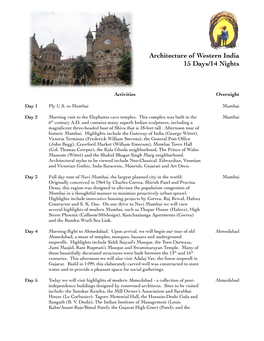 Architecture of Western India 15 Days/14 Nights