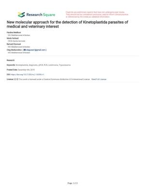 New Molecular Approach for the Detection of Kinetoplastida Parasites of Medical and Veterinary Interest