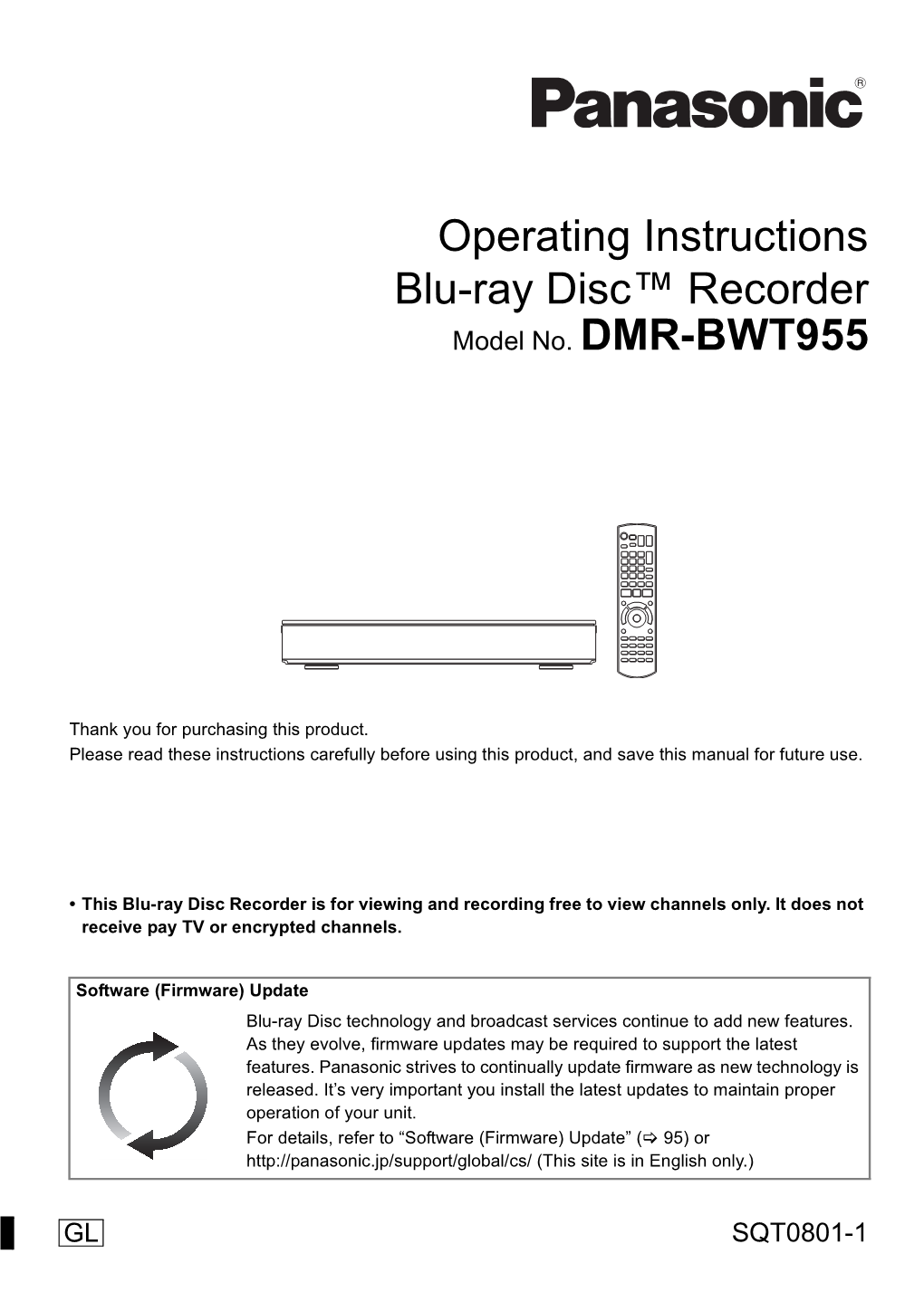 Operating Instructions Blu-Ray Disc™ Recorder Model No