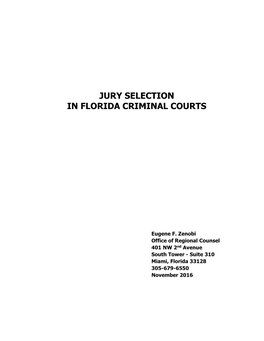 Jury Selection in Florida Criminal Courts