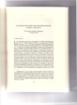 El Epistolarum Libri P7de Gregorio Mayans. Teoría Y Práctica