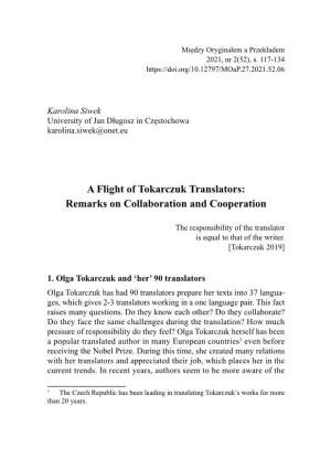 A Flight of Tokarczuk Translators: Remarks on Collaboration and Cooperation