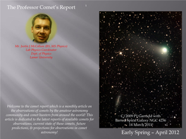 The Professor Comet's Report Early Spring – April 2012