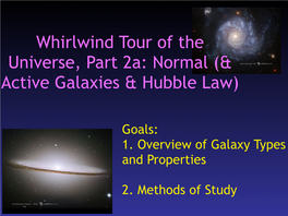 Whirlwind Tour of the Universe, Part 2A: Normal (& Active Galaxies