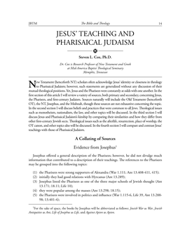 Jesus' Teaching and Pharisaical Judaism