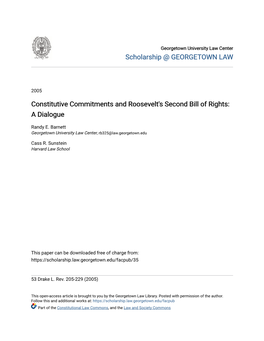 Constitutive Commitments and Roosevelt's Second Bill of Rights: a Dialogue