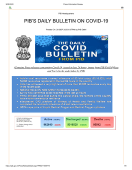 Pib's Daily Bulletin on Covid-19