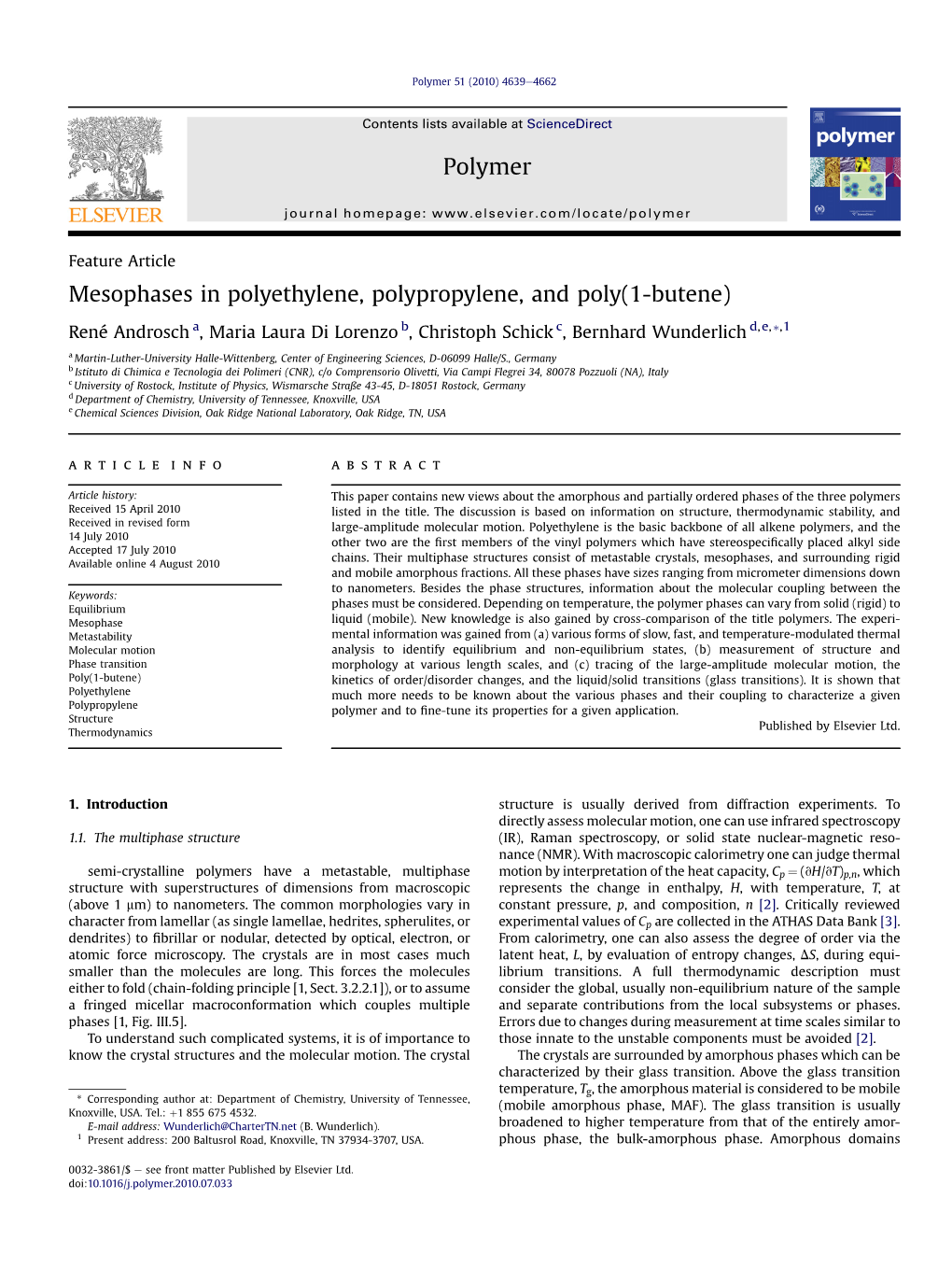 Mesophases in Polyethylene, Polypropylene, and Poly(1-Butene)