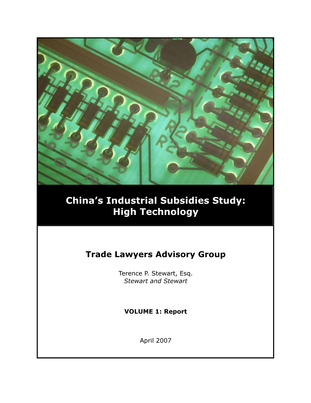 China's Industrial Subsidies Study: High Technology