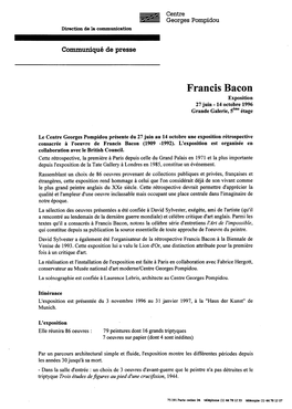 Dossier De Presse Francis Bacon 1996