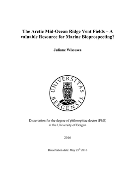 Thesis Was Carried out at the Centre for Geobiology and Department of Biology at the University of Bergen