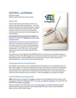 CES 2012 … in Pajamas by Wayne Caswell Modern Health Talk Founder & Senior Editor
