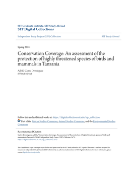 An Assessment of the Protection of Highly Threatened Species of Birds and Mammals in Tanzania Adolfo Castro Domínguez SIT Study Abroad
