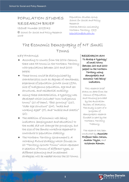 The Economic Demography of NT Small Towns