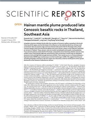 Hainan Mantle Plume Produced Late Cenozoic Basaltic Rocks in Thailand