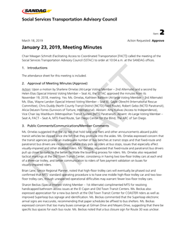 January 23, 2019, Meeting Minutes