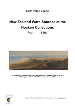 New Zealand Wars Sources at the Hocken Collections Part 1 – 1840S
