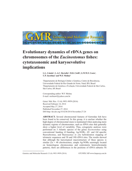 Evolutionary Dynamics of Rdna Genes on Chromosomes of the Eucinostomus Fishes: Cytotaxonomic and Karyoevolutive Implications