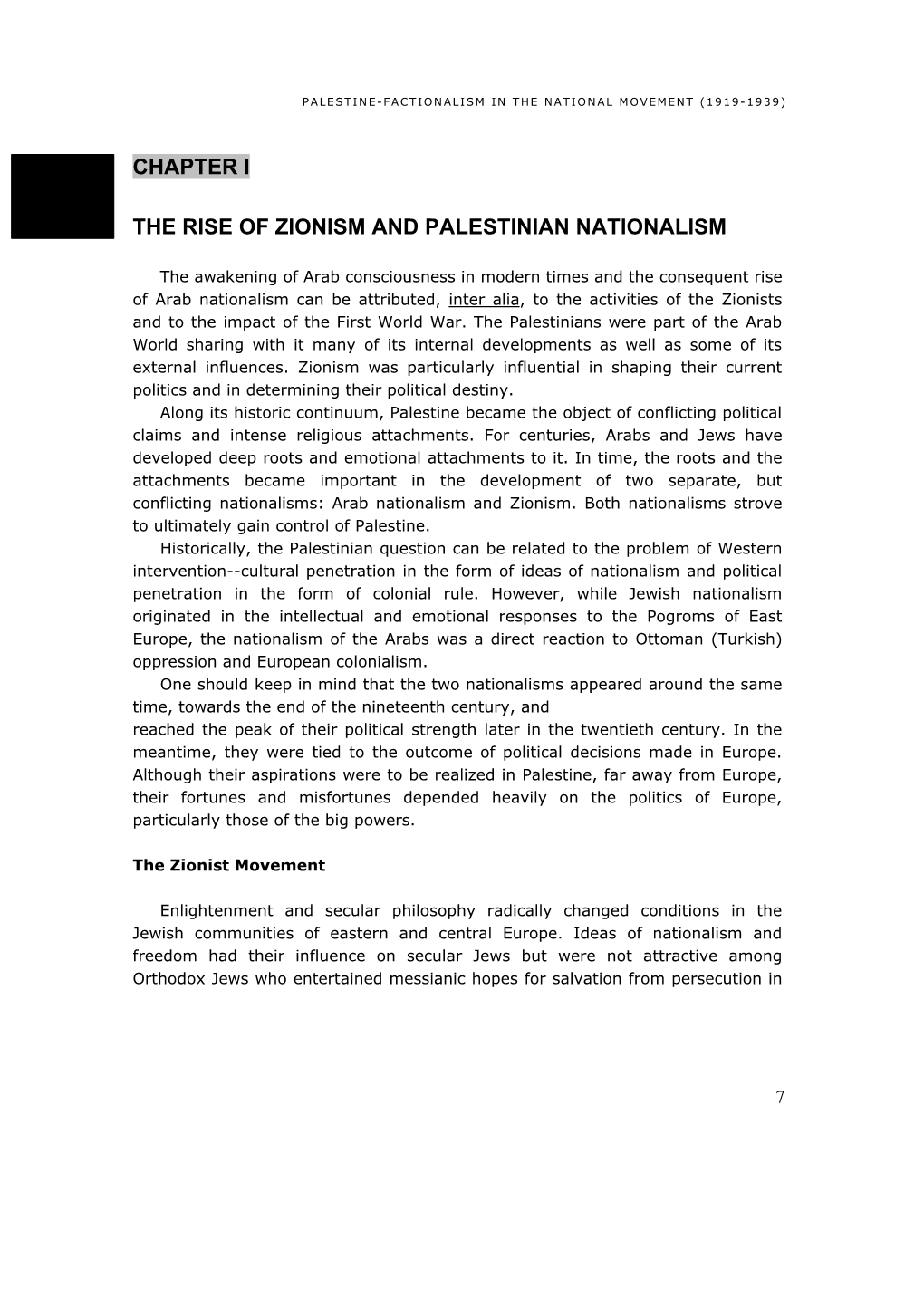 The Rise of Zionism and Palestinian Nationalism